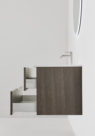 Underskab Go 2 Skuffer Mørk Eg 1000 Med Håndvask