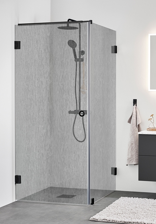 BRUSEHJØRNE INFINITY LACE COMBI DØR/VÆG 80X90 SORT