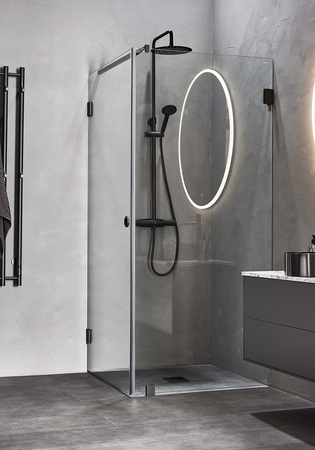 Brusehjørne Infinity Combi Dør/Væg 90X80 Sort