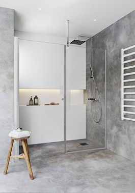 BRUSEVӔG IGLOO PRO NICHE 1555-1585MM DØR 70 +  VÆG 90 KLART GLAS ALUMINIUM