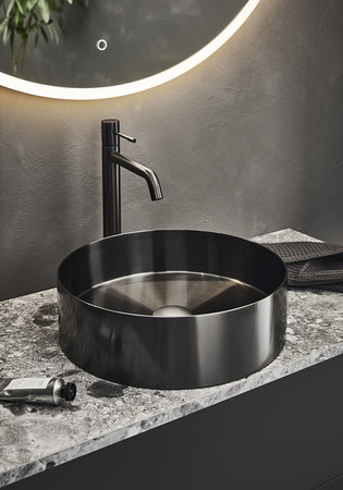 Vask Circle Steel Børstet Sort Krom