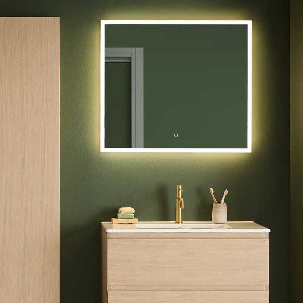 Store Square spejl med LED-belysning