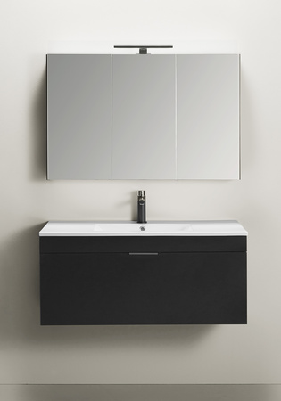 Underskab Go 1 Skuffe Med Håndvask Og Spejlskab  Sort 1000