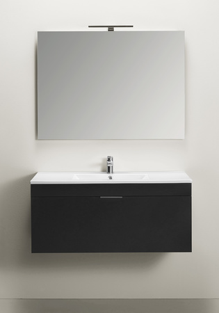 Underskab Go 1 Skuffe Med Håndvask Og Spejl Sort 1000