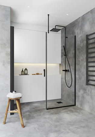 Brusevӕg Igloo Pro Niche 1955-1985Mm Dør 100 +  Væg 90 Klart Glas Sort