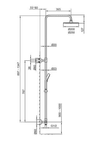 Brusesæt Grace Ø200mm Krom