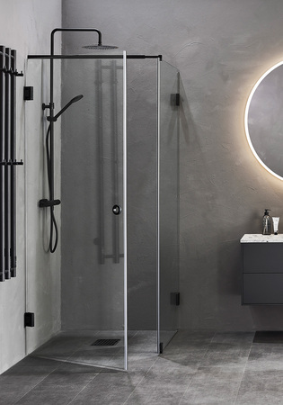 Brusehjørne Infinity Combi Dør/Væg 100X80 Sort